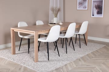 Slider Spisebordssæt Udvideligt 170 cm Rektangulær med 6 Polar Stole - Svart - Møbler - Borde - Spisebordssæt