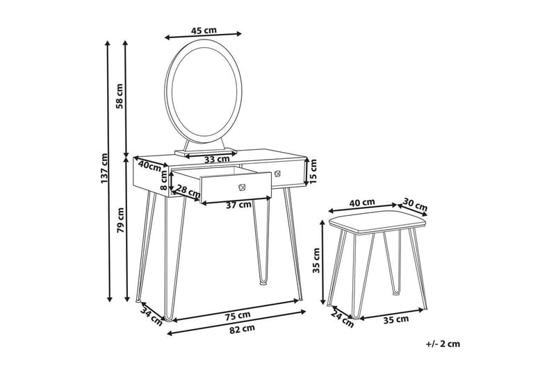 Sminkebord Caen - Møbler - Borde - Sminkebord & konsolbord
