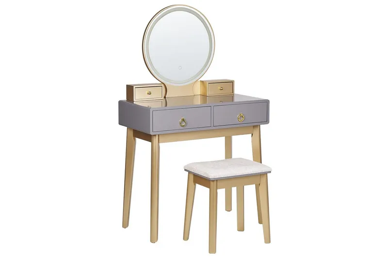 Sminkebord Fedry Grå, guld, Grå, guld
