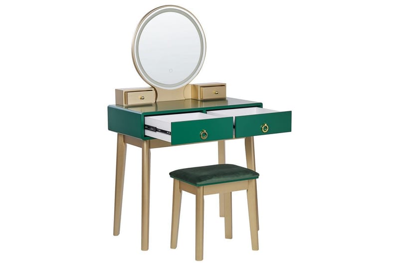 Sminkebord Fedry Grøn, guld - Grøn, guld - Møbler - Borde - Sminkebord & konsolbord - Makeup bord med spejl