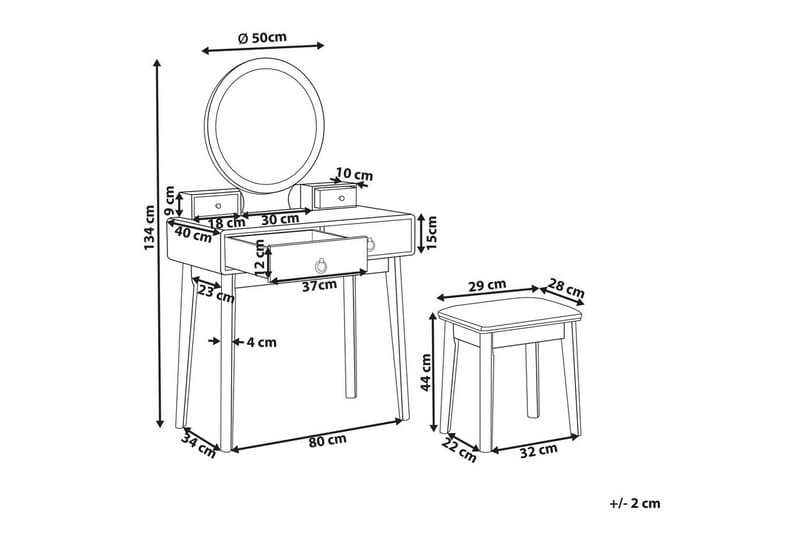 Sminkebord Fedry Grøn, guld - Grøn, guld - Møbler - Borde - Sminkebord & konsolbord - Makeup bord med spejl