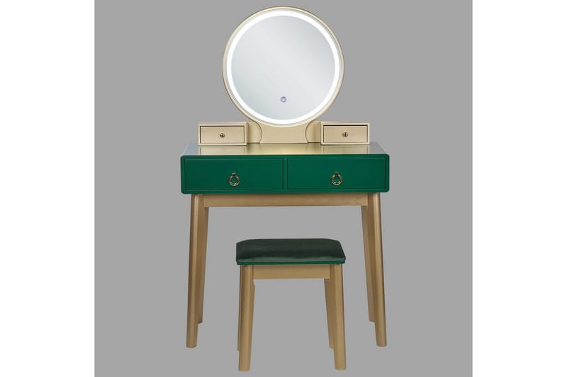 Sminkebord Fedry Grøn, guld - Grøn, guld - Møbler - Borde - Sminkebord & konsolbord - Makeup bord med spejl