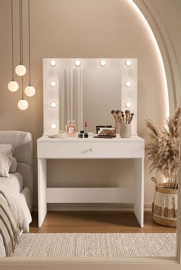 Sminkebord Hanah Home Monaire (80 x 147 x 42,5 cm) Hvid - Hvid - Møbler - Borde - Sminkebord & konsolbord