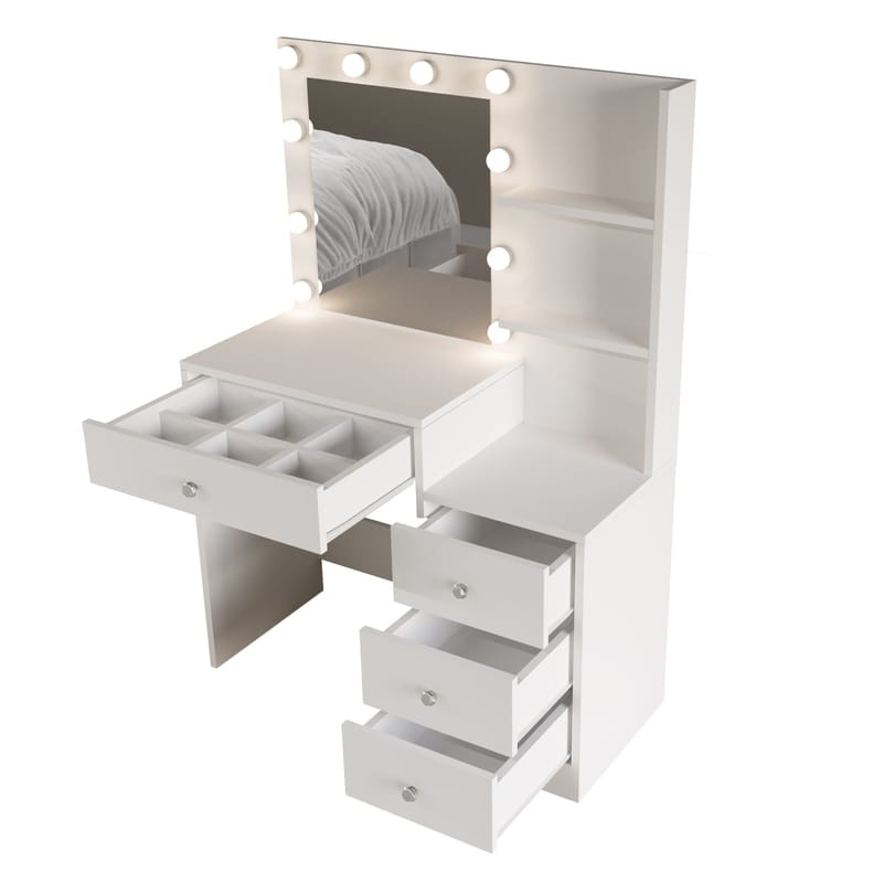 Sminkebord Hanah Home Monelle (69,4 x 135 x 40 cm) Hvid - Hvid - Møbler - Borde - Sminkebord & konsolbord