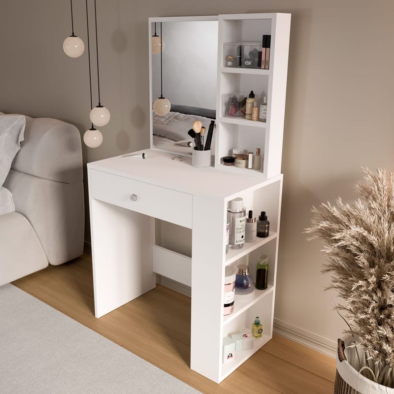 Sminkebord Hanah Home Monroeve (69,4 x 135 x 40 cm) Hvid - Hvid - Møbler - Borde - Sminkebord & konsolbord