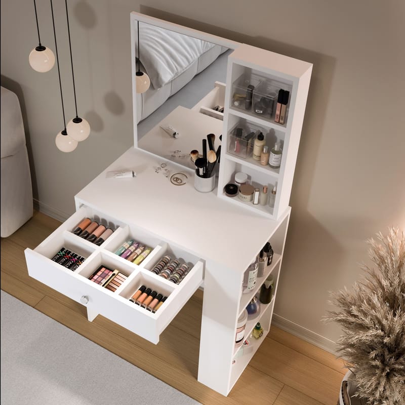 Sminkebord Hanah Home Monroeve (69,4 x 135 x 40 cm) Hvid - Hvid - Møbler - Borde - Sminkebord & konsolbord