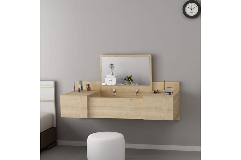 Andifli Makeup bord 100 cm - Blå/Natur - Møbler - Borde - Sminkebord & konsolbord - Makeup bord med spejl