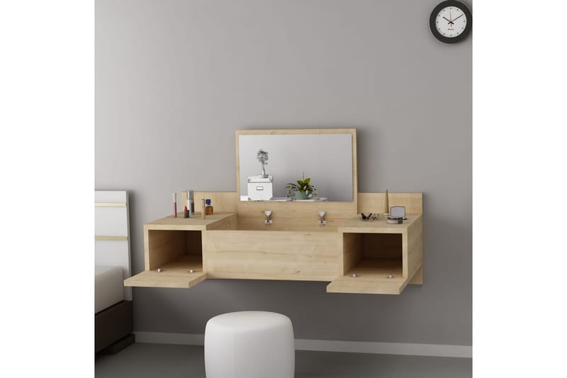 Andifli Makeup bord 100 cm - Blå/Natur - Møbler - Borde - Sminkebord & konsolbord - Makeup bord med spejl
