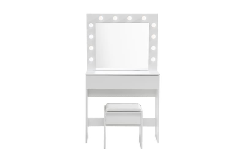 Angarn Sminkebord 80 cm med LED-belysning - Hvid - Makeup bord med lamper - Sminkebord & konsolbord - Makeup bord med spejl