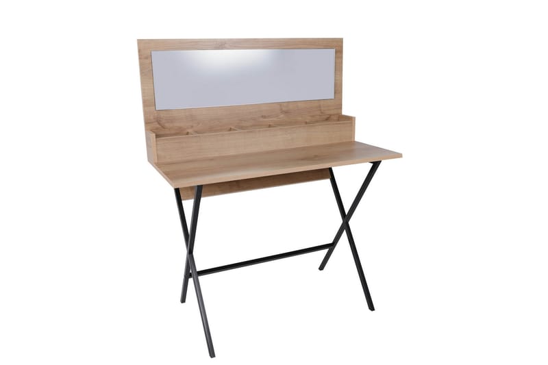 Butikker Makeup bord 100 cm - Natur / sort - Møbler - Borde - Sminkebord & konsolbord - Makeup bord med spejl