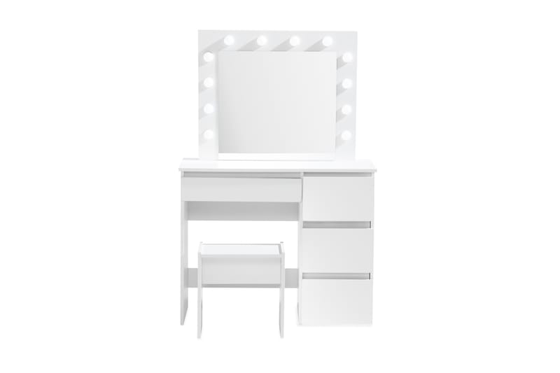 Emtefall Sminkebord 94 cm med LED-belysning - Hvid - Makeup bord med spejl - Sminkebord & konsolbord - Makeup bord med lamper