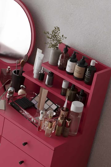 Fabrony sminkebord med spejl 124 cm - Hindbær - Møbler - Borde - Sminkebord & konsolbord