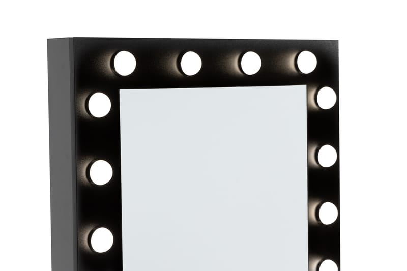 Hakebo Makeup bord 140 cm med LED Belysning - Sort - Makeup bord med spejl - Sminkebord & konsolbord - Makeup bord med lamper