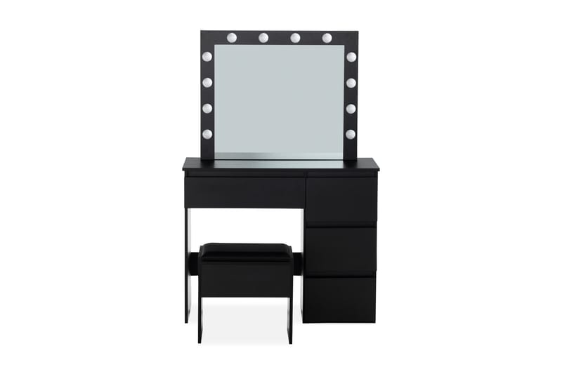 Hakebo Makeup bord 140 cm med LED Belysning - Sort - Makeup bord med spejl - Sminkebord & konsolbord - Makeup bord med lamper