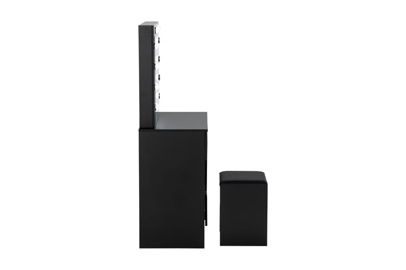 Hakebo Makeup bord 140 cm med LED Belysning - Sort - Møbler - Borde - Sminkebord & konsolbord - Makeup bord med spejl