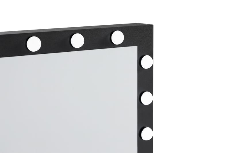 Hakebo Makeup bord 140 cm med LED Belysning - Sort - Makeup bord med spejl - Sminkebord & konsolbord - Makeup bord med lamper