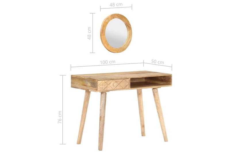 Kosmetikbord 100X50X76 cm Massivt Mangotræ - Brun - Møbler - Borde - Sminkebord & konsolbord