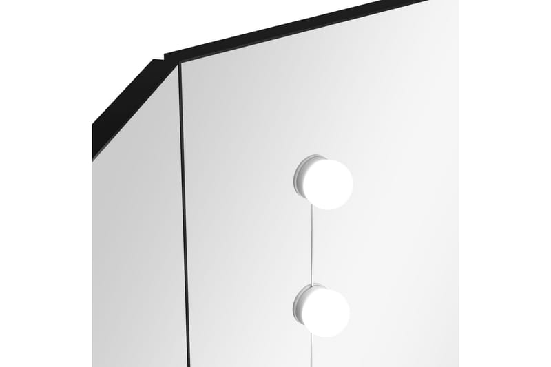 kosmetikbord med LED-lys 111x54x141,5 cm sort - Sort - Møbler - Borde - Sminkebord & konsolbord