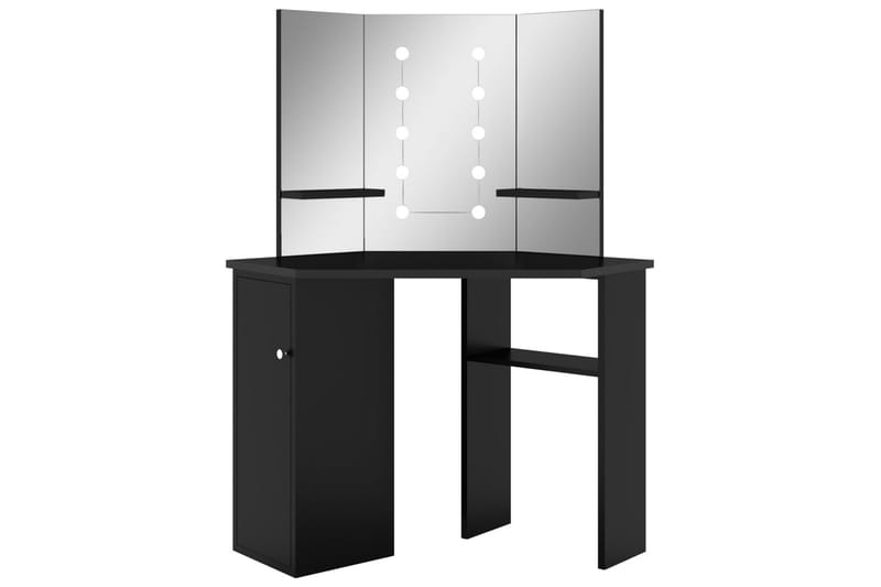 kosmetikbord med LED-lys 111x54x141,5 cm sort - Sort - Møbler - Borde - Sminkebord & konsolbord