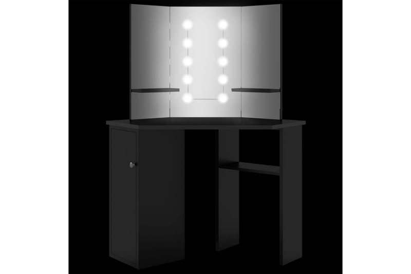 kosmetikbord med LED-lys 111x54x141,5 cm sort - Sort - Sminkebord & konsolbord - Makeup bord med lamper - Makeup bord med spejl