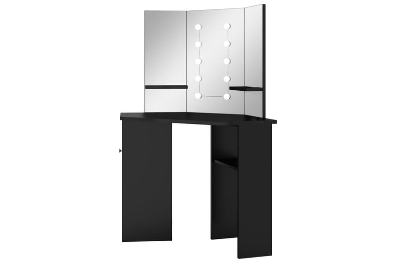 kosmetikbord med LED-lys 111x54x141,5 cm sort - Sort - Møbler - Borde - Sminkebord & konsolbord