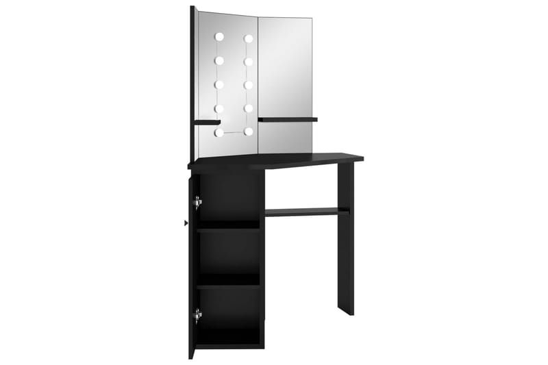kosmetikbord med LED-lys 111x54x141,5 cm sort - Sort - Møbler - Borde - Sminkebord & konsolbord