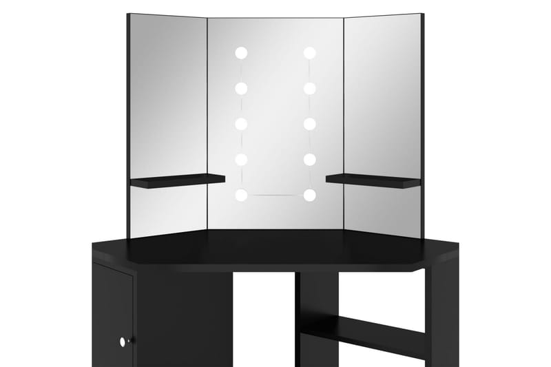 kosmetikbord med LED-lys 111x54x141,5 cm sort - Sort - Sminkebord & konsolbord - Makeup bord med lamper - Makeup bord med spejl