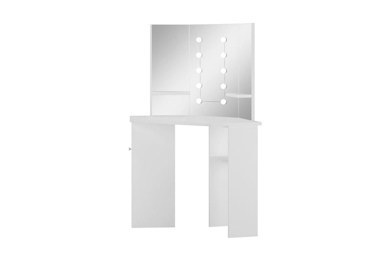 Kosmetikbord Med Led-Lys Hjørnedesign Hvid - Makeup bord med lamper - Sminkebord & konsolbord - Makeup bord med spejl