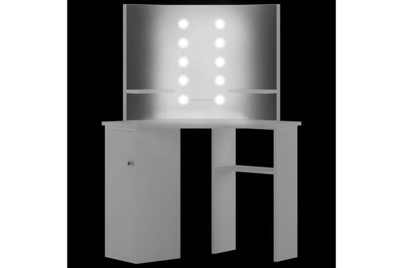 Kosmetikbord Med Led-Lys Hjørnedesign Hvid - Møbler - Borde - Sminkebord & konsolbord