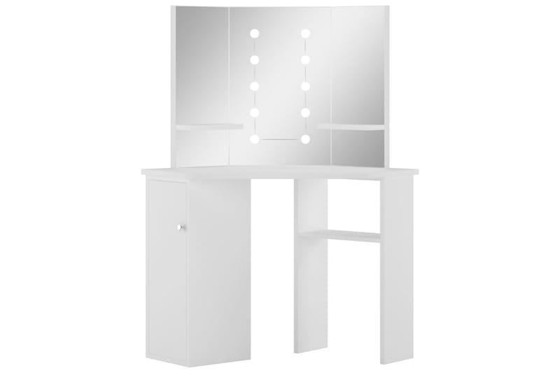 Kosmetikbord Med Led-Lys Hjørnedesign Hvid - Møbler - Borde - Sminkebord & konsolbord