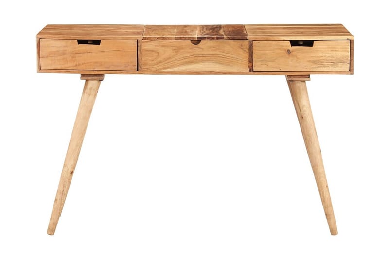 kosmetikbord med spejl 112x45x76 cm massivt akacietræ - Brun - Møbler - Borde - Sminkebord & konsolbord