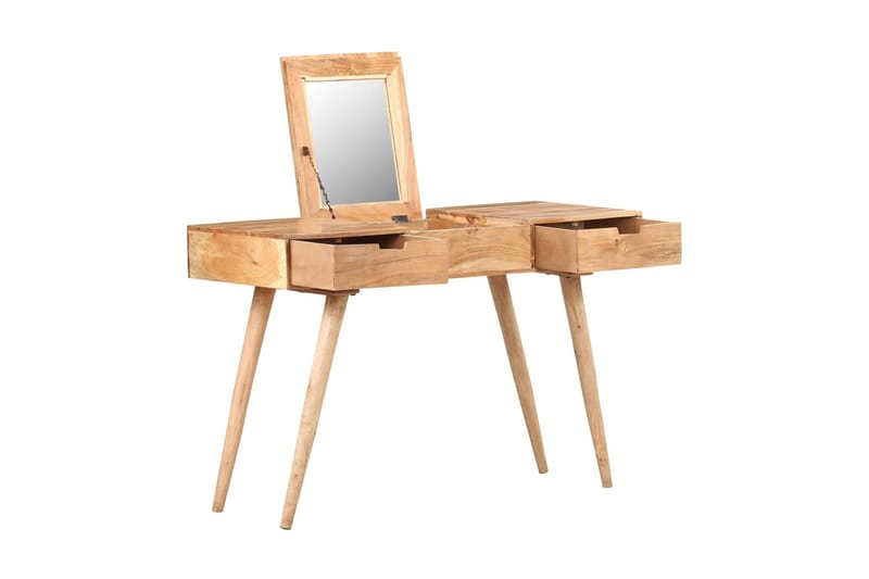 kosmetikbord med spejl 112x45x76 cm massivt akacietræ - Brun - Møbler - Borde - Sminkebord & konsolbord