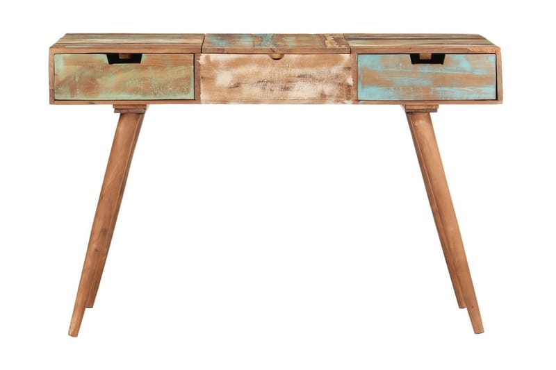 kosmetikbord med spejl 112x45x76 cm massivt genbrugstræ - Brun - Møbler - Borde - Sminkebord & konsolbord