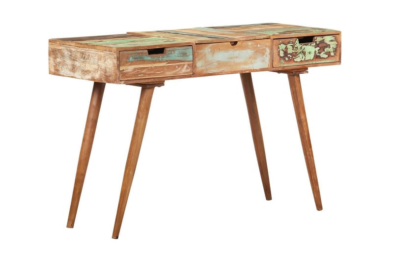 kosmetikbord med spejl 112x45x76 cm massivt genbrugstræ - Brun - Sminkebord & konsolbord