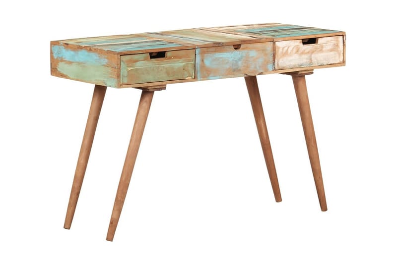 kosmetikbord med spejl 112x45x76 cm massivt genbrugstræ - Brun - Sminkebord & konsolbord