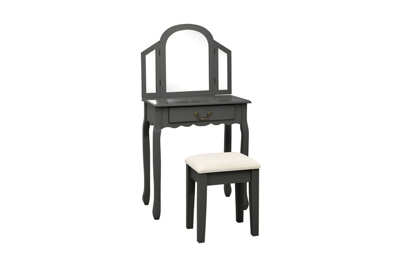 Kosmetikbord Med Taburet 65x36x128 cm Kejsertræ Mdf Grå - Møbler - Borde - Sminkebord & konsolbord