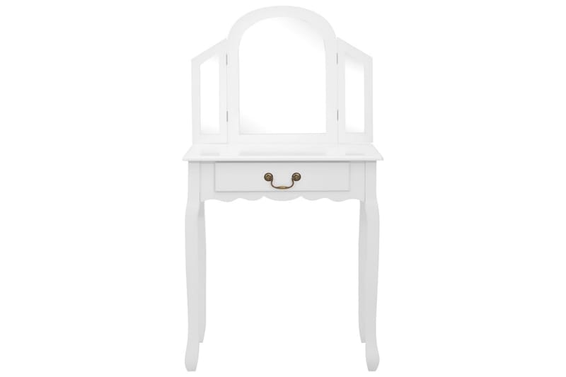 Kosmetikbord Med Taburet 65x36x128 cm Kejsertræ Mdf Hvid - Møbler - Borde - Sminkebord & konsolbord