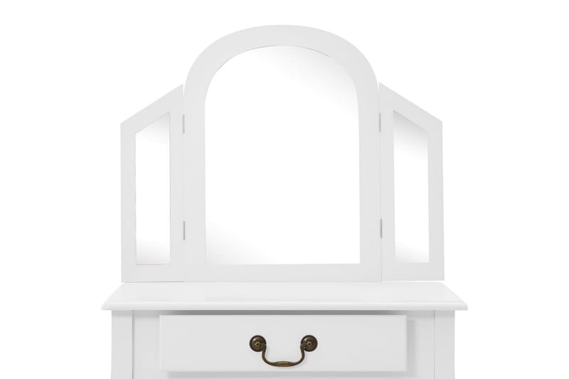 Kosmetikbord Med Taburet 65x36x128 cm Kejsertræ Mdf Hvid - Møbler - Borde - Sminkebord & konsolbord