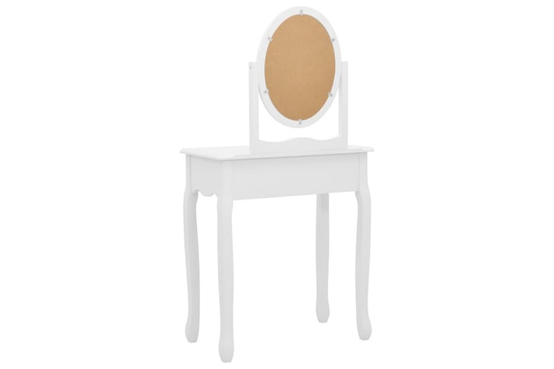 Kosmetikbord Med Taburet 65x36x128 cm Kejsertræ Mdf Hvid - Sminkebord & konsolbord - Makeup bord med spejl