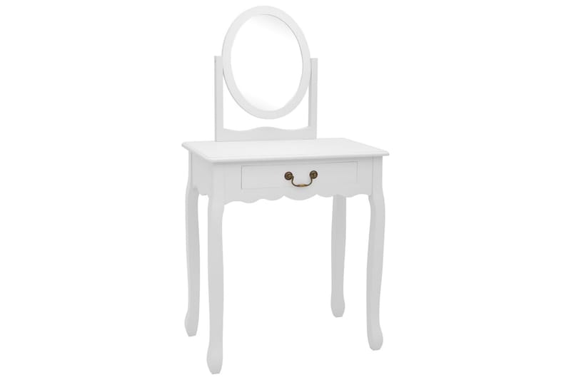 Kosmetikbord Med Taburet 65x36x128 cm Kejsertræ Mdf Hvid - Sminkebord & konsolbord - Makeup bord med spejl