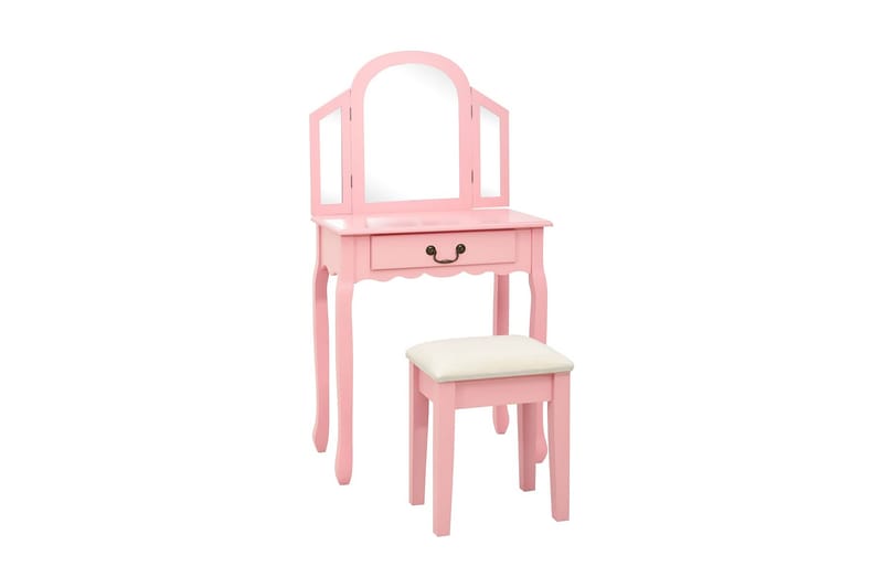 Kosmetikbord Med Taburet 65x36x128 cm Kejsertræ Mdf Pink - Møbler - Borde - Sminkebord & konsolbord