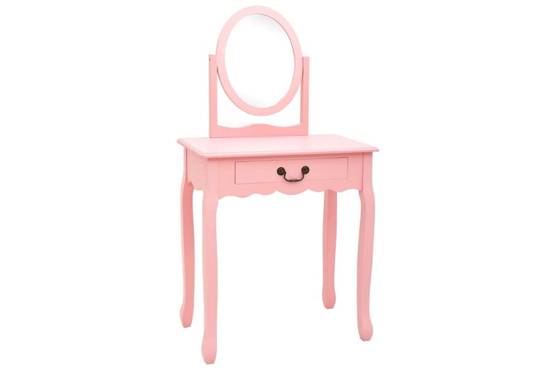 Kosmetikbord Med Taburet 65x36x128 cm Kejsertræ Mdf Pink - Makeup bord med spejl - Sminkebord & konsolbord