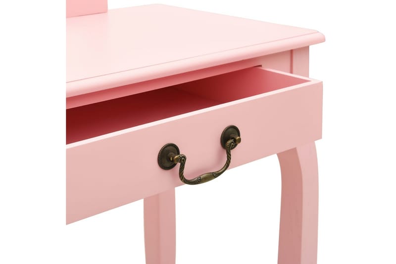 Kosmetikbord Med Taburet 65x36x128 cm Kejsertræ Mdf Pink - Makeup bord med spejl - Sminkebord & konsolbord