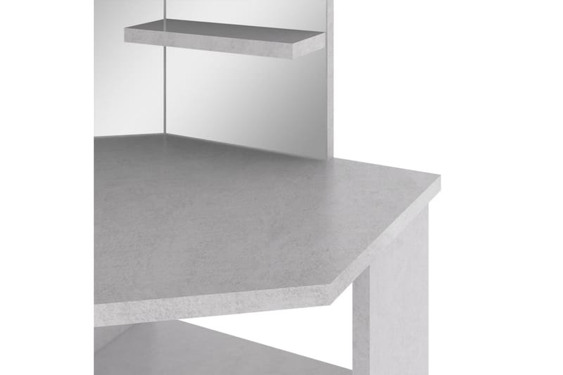 kosmetikbord til hjørne med LED-lys 111x54x141,5 cm betongrå - Møbler - Borde - Sminkebord & konsolbord