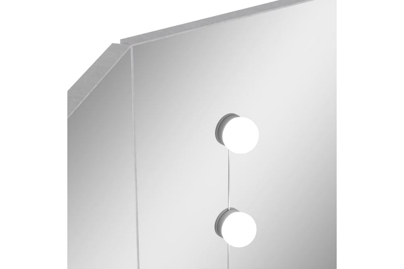 kosmetikbord til hjørne med LED-lys 111x54x141,5 cm betongrå - Møbler - Borde - Sminkebord & konsolbord