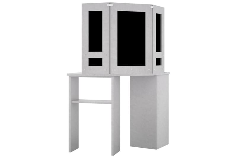 kosmetikbord til hjørne med LED-lys 111x54x141,5 cm betongrå - Sminkebord & konsolbord - Makeup bord med lamper - Makeup bord med spejl