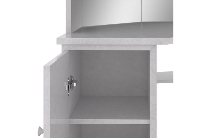 kosmetikbord til hjørne med LED-lys 111x54x141,5 cm betongrå - Møbler - Borde - Sminkebord & konsolbord