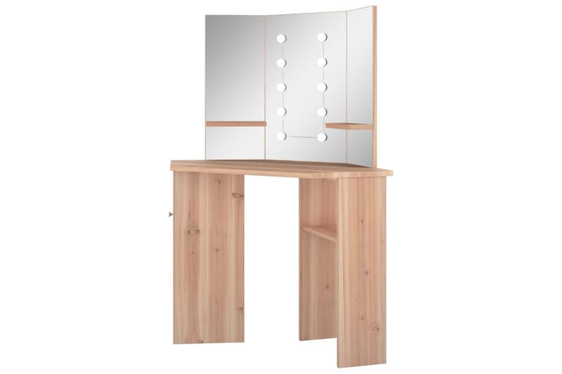 kosmetikbord til hjørne med LED-lys 111x54x141,5 cm eg - Møbler - Borde - Sminkebord & konsolbord
