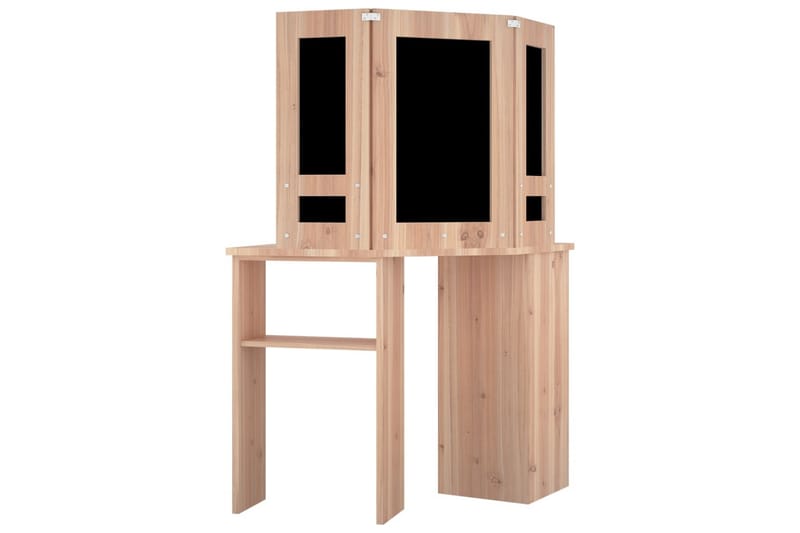 kosmetikbord til hjørne med LED-lys 111x54x141,5 cm eg - Møbler - Borde - Sminkebord & konsolbord