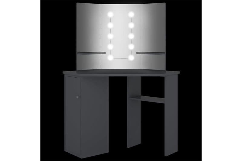 kosmetikbord til hjørne med LED-lys 111x54x141,5 cm grå - Grå - Møbler - Borde - Sminkebord & konsolbord